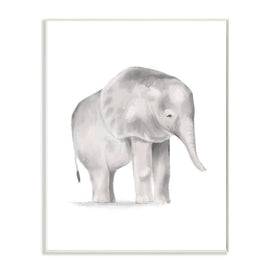 Standing Baby Elephant Soft Gray Illustration 15" x 10" Wall Plaque Wall Art