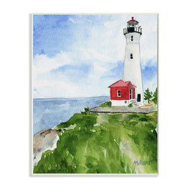 Beach Cliff Lighthouse Ocean Overlook Landscape 15" x 10" Wall Plaque Wall Art