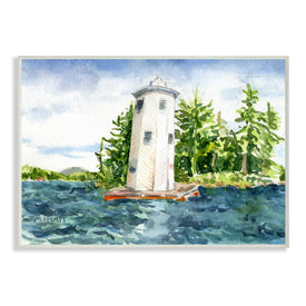 Cove Side Lighthouse Rustic Lake Landscape 15" x 10" Wall Plaque Wall Art