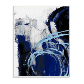 Chaotic Blue Movements Indigo Abstract Design 19" x 13" Wall Plaque Wall Art