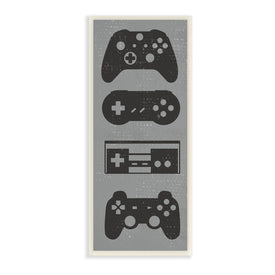 Video Game Controller Shapes Distressed Vintage Gray 17" x 7" Wall Plaque Wall Art