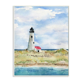 Lighthouse on Peninsula Soft Coastal Landscape 19" x 13" Wall Plaque Wall Art