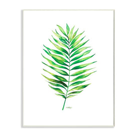 Minimal Green Palm Tropical Plant Over White 15" x 10" Wall Plaque Wall Art