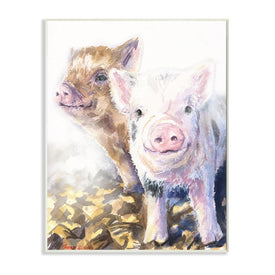 Baby Piglets Smiling Adorable Farm Animals 19" x 13" Wall Plaque Wall Art