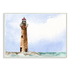 Coastal Little Gull Lighthouse Soft Watercolor Seascape 19" x 13" Wall Plaque Wall Art