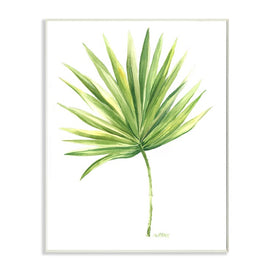 Tropical Green Palm Fan Minimal on White 15" x 10" Wall Plaque Wall Art