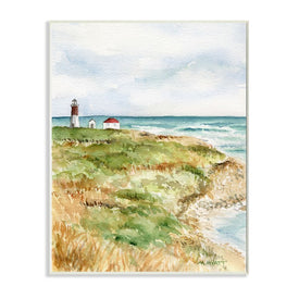 Point Judith Cliffside Lighthouse Coastal Landscape 19" x 13" Wall Plaque Wall Art
