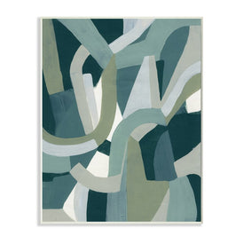 Abstract Jigsaw Shapes Layered Green Limestone 15" x 10" Wall Plaque Wall Art