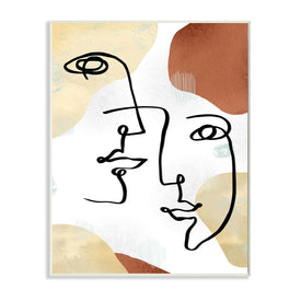 Asymmetrical Linework Portraits Abstract Organic Shapes 19" x 13" Wall Plaque Wall Art