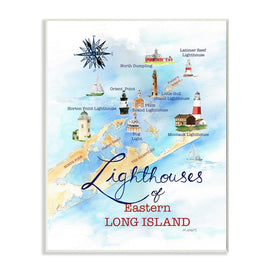 Nautical Map of Eastern Long Island Lighthouses 19" x 13" Wall Plaque Wall Art