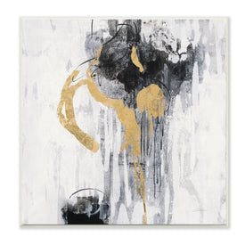 Abstract Gold Black Rain Modern Distressed Design 12" x 12" Wall Plaque Wall Art