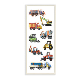 Vibrant Trucks of Construction Playful Children's Chart 17" x 7" Wall Plaque Wall Art