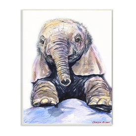 Baby Elephant Small Trunk Adorable Safari Animal 15" x 10" Wall Plaque Wall Art