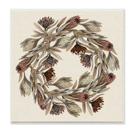 Muted Thistle Wreath Soft Autumn Harvest 12" x 12" Wall Plaque Wall Art
