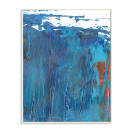 Sea Wave Inspired Abstract Design Blue Red 19" x 13" Wall Plaque Wall Art