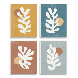 Fluid Matisse Inspired Plants Abstract Organic Shapes 15" x 10" Wall Plaque Wall Art Four-Piece Set