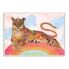 Fantasy Jungle Cat On Mystical Rainbow 15" x 10" Wall Plaque Wall Art