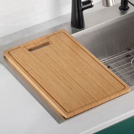 19.5" x 12" Organic Solid Bamboo Cutting Board for Kitchen Sink