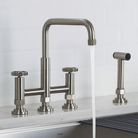 Urbix Industrial Bridge Kitchen Faucet with Side Sprayer