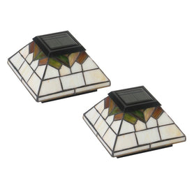 Wellington 5" x 5"/4" x 4"/3.5" x 3.5" Stained Glass Solar Post Cap 2-Pack