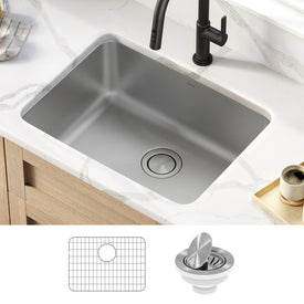 Dex 25" Undermount 16-Gauge Antibacterial Stainless Steel Single Bowl Kitchen Sink