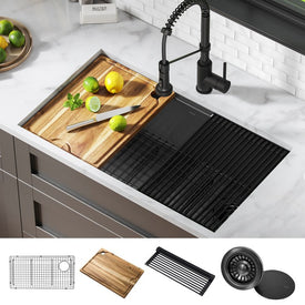 Kore Workstation 32" Single Bowl 16-Gauge Stainless Steel Undermount Kitchen Sink with Accessories