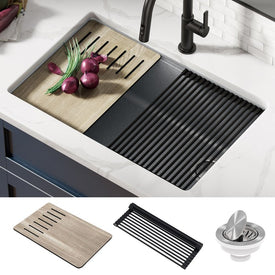 Bellucci Workstation 30" Single Bowl Granite Composite Undermount Kitchen Sink with Accessories
