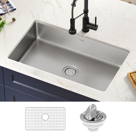Dex 32" Undermount 16-Gauge Antibacterial Stainless Steel Single Bowl Kitchen Sink