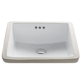 Elavo 17" Square Undermount White Porcelain Bathroom Sink with Overflow