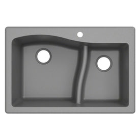 Quarza 33" 60/40 Double Bowl Granite Dual-Mount Kitchen Sink - OPEN BOX