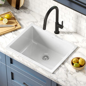 Turino 24" Drop-In Undermount Fireclay Single Bowl Kitchen Sink with Thick Mounting Deck