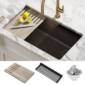 Bellucci Workstation 33" Single Bowl Granite Composite Undermount Kitchen Sink with Accessories