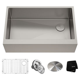 Standart Pro 33" x 21" Single Bowl 16-Gauge Stainless Steel Flat Apron-Front Kitchen Sink