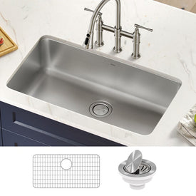 Dex 33" Undermount 16-Gauge Antibacterial Stainless Steel Single Bowl Kitchen Sink