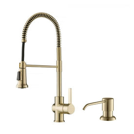 Britt Single Handle Commercial Kitchen Faucet with Deck Plate and Soap Dispenser