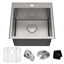 Standart Pro 18" x 18" Single Bowl 16-Gauge Stainless Steel Drop-In Kitchen Sink with One Hole
