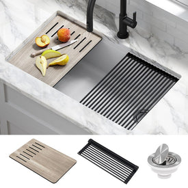 Bellucci Workstation 33" Single Bowl Granite Composite Undermount Kitchen Sink with Accessories