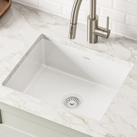 Kitchen Sink Pintura 21.25 x 17.38 x 7.75 Inch 7-1/2 Inch Single Bowl Gloss White Undermount