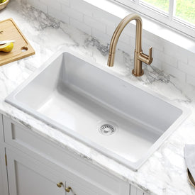 Turino 30" Drop-In Undermount Fireclay Single Bowl Kitchen Sink with Thick Mounting Deck