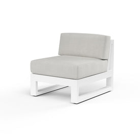Newport Armless Club Chair with Cushions - Cast Silver