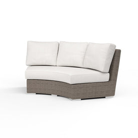 Coronado Curved Loveseat with Cushions with Self Welt - Canvas Flax