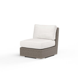 Coronado Armless Club Chair with Cushions and Self Welt - Canvas Flax