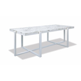 Rectangular Coffee Table with Honed Carrara Marble Top - Frost