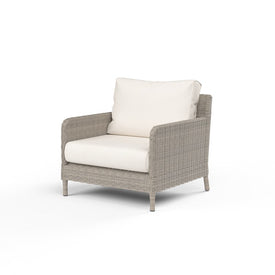 Manhattan Club Chair with Cushions and Self Welt - Linen Canvas
