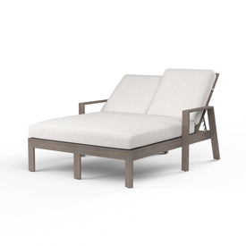 Laguna Double Chaise Lounge with Cushions - Canvas Flax