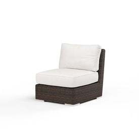 Montecito Armless Club Chair with Cushions and Self Welt - Canvas Flax