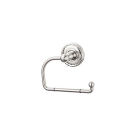 Edwardian Open Post Toilet Paper Holder with Rope Backplate - Brushed Satin Nickel