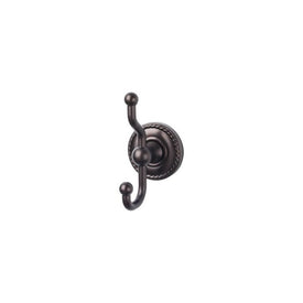 Edwardian Double Robe Hook with Rope Backplate - Oil Rubbed Bronze