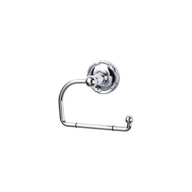 Edwardian Open Post Toilet Paper Holder with Ribbon Backplate - Polished Chrome