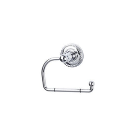 Edwardian Open Post Toilet Paper Holder with Rope Backplate - Polished Chrome